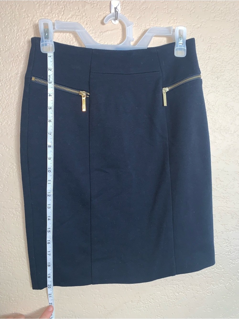 Michael Kors Black Pencil Skirt with Gold Zipper Detail